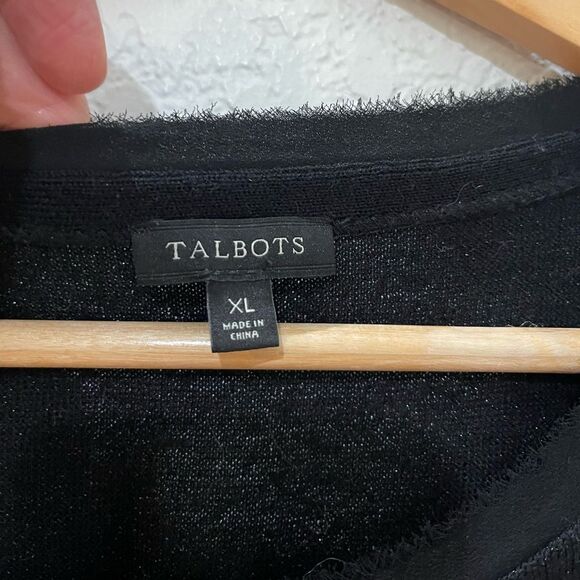 Talbots Sparkle Black Merino Wool Blend Cardigan Size XL - Picture 6 of 10